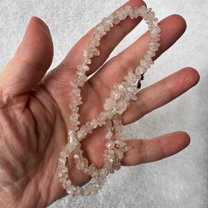 Rose Quartz Chip Necklace 18 Inch